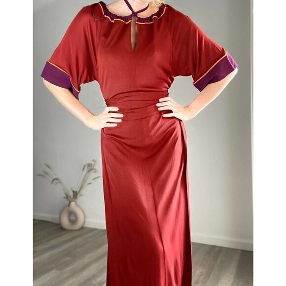 Zara Limited Edition Dress Wine Belted Slit - Picture 5 of 6